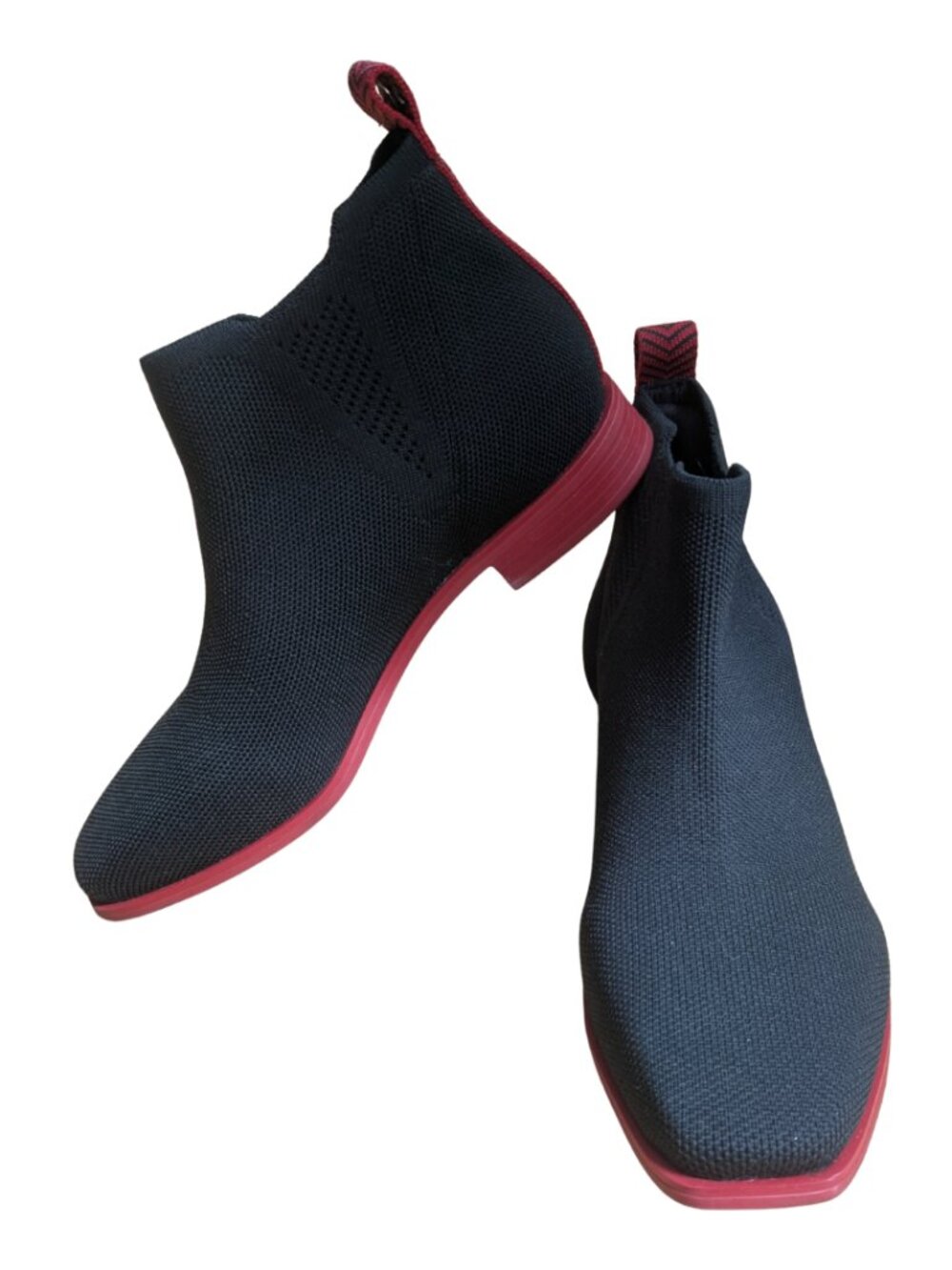VIVAIA black fabric stretch bootie red rubber sole women EU 37.5 US 7